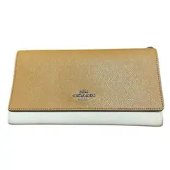 美品COACH コーチ ブラウン 長財布 三つ折り シグネチャー レザー