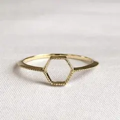 美品 MEHEME K18 ヘキサゴンリング