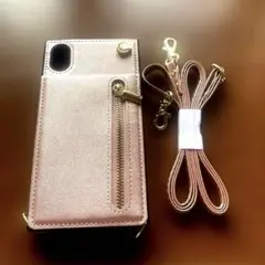 iPhone XR ケース ピンク ストラップ付き