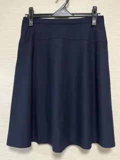 アオキ LES MUES セミフレア 膝丈スカート 紺色 無地 M