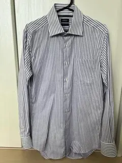 ONLY ワイシャツ ビジネスシャツ ストライプ パープル スリムフィット 39