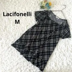 Lacifonelli チュニック　チェック柄　スクエアネック　M