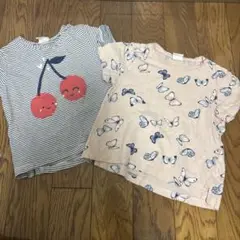 H&M☆チェリー＆蝶プリント トップス 74cm