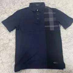 ブラックレーベル クレストブリッジ ポロシャツ チェック 半袖 ネイビー M