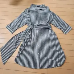 Anna days ストライプコットンシャツワンピース　L