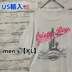 ●T89【US輸入】プリント 半袖 Tシャツ ホワイト系 men's【XL相当】