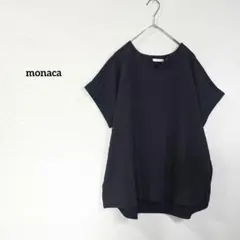 monaca　カットソー　半袖Tシャツ ブラック　 半袖 Vネック トップス
