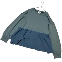 アビトーキョー ABITOKYO 裾フリルカットソー 長袖 Mサイズ バイカラー
