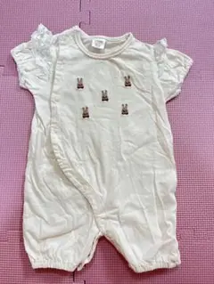tutafutaウサギ刺繍ロンパース 50-70