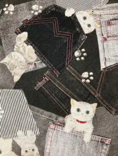 カット生地 ジーンズねこ 110×50cm