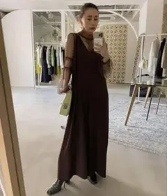 LACE TOP SET ROMPERS ブラウン　Mサイズ