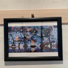 藤城清治レフグラグ版画「ハッピーなネコちゃんトリオ」直筆サイン入り