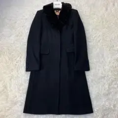 blumarine ブルマリン カシミヤ ファー ロングコート ブラック ウール
