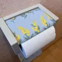3132【2点100円、3点200円引き】ミモザ柄トイレットペーパーカバー
