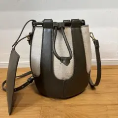 ZARA バケットショルダーバッグ　カーキ　オリーブグリーン