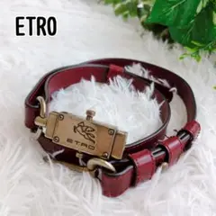 ◾︎希少◾︎ エトロ ペガサス バックル ワインレッド レザーベルト