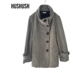 ハッシュアッシュHUSHUSH ウール　スタンドカラー　グレーコート　美品M