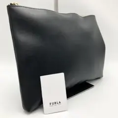 【極美品】FURLA セカンドバッグ レザーブラック メンズ レディース 黒