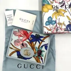 新品未使用 完備品 GUCCI GGマーモント フラワー コンパクトウォレット