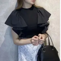 dazzlin ダズリン フリルシャツドッキングリプトップス ブラック