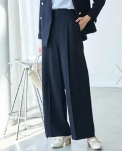 ロペピクニック　ネイビー パンツ プリーツ入り