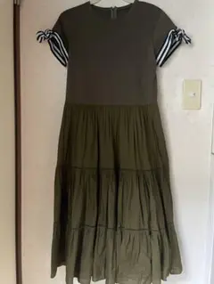 極美品 BORDERS at BALCONY バレリーナTeeワンピース カーキ