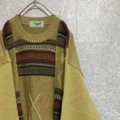 90S vintage 柄ニット 切替 メンズ M 古着 個性派 奇抜 菅田将暉