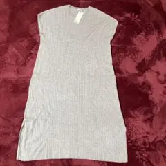リブニットワンピース（ノースリーブ）GRAY  XLサイズ