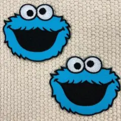刺繡ワッペン　キャラクター　ブルー　大　２枚セット