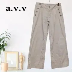 zB459【M】a.v.v ワイドパンツ マリンボタンデザイン 大人カジュアル