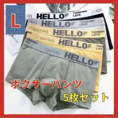 【L】ボクサーパンツ 5枚セット メンズ ロゴ 無地 下着 アンダーウェア