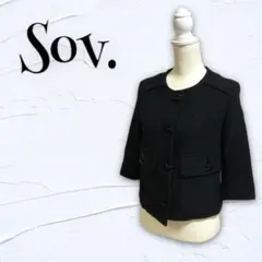 【Sov.】ソブ レディース アウター ジャケット ノーカラーコート 7分丈