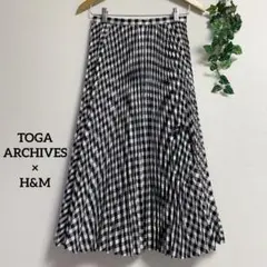 TOGA ARCHIVES×H&M＊ネイビー チェック プリーツスカート