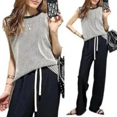 【サマーセール】セットアップ 上下 2点セット Ｌ 体型カバー ゆったり 新品