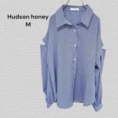 Hudson honey ストライプ オフショルダーシャツ M ブルー