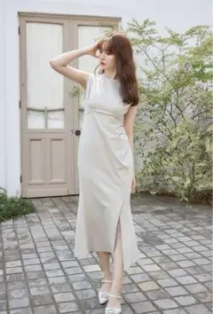 Herlipto Tribeca Jersey Dress ベージュ　M
