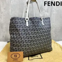 美品 フェンディ ハンドバッグ ズッキーノ キャンバス レザー ロゴ金具
