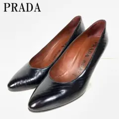 LA3180 PRADA プラダ パンプス ヒール 黒 ブラック 37