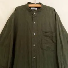 80s スタンドカラーストライプシャツ　ユニセックス