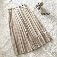 ユニクロ プリーツロングスカート ベージュ L UNIQLO