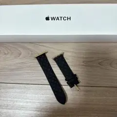 Apple Watch ブラックシリコンバンド ゴールド金具