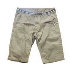 ベージュ ショートパンツ ウエストストライプ