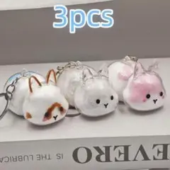 うさぎの毛　3種セットうさぎ　キーホルダー 遺毛 ケース うちの子　けだまだま