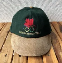 90s リレハンメル オリンピック ウール キャップ 1994 スウェード 帽子