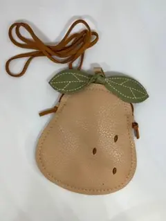 洋梨　キッズ こども　ミニバック 小さめ かばん 果物 ワンポイント 革 韓国