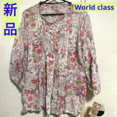 【新品】 レディース　World class 花柄　ブラウス　サイズフリー