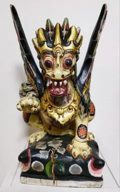 アジアン雑貨 インドネシア バリ島 シンガ像 獅子 アンティーク 木像 魔除け