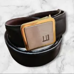 dunhill ダンヒル ベルト ロゴバックル ゴールド×シルバー レザー