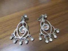 CHIROL VINTAGE　ヴィンテージ　クリアグラス　フリンジ　イヤリング