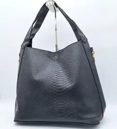 極美品★ D.KELLY トートバッグ クロコ型押し レザー 黒 ブラック